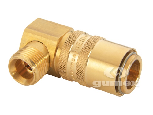 ESH Schnellkupplung ohne Ventil, DN9, Winkel 90° Außengewinde G 3/8", 15bar, vernickeltes Messing, 